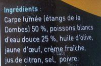 Rillettes Carpe Des Tangs De La Dombes Ingredients