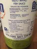 Sauce De Poisson 725 ML Squid Brand Ingredients