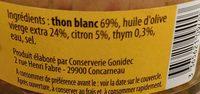Thon Blanc Germon Au Citron Et Au Thym Ingredients