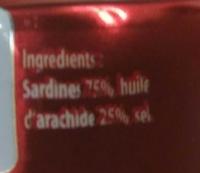 Sardines  L'huile D'arachide Ingredients