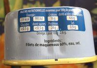 Filets De Maquereaux Au Naturel Ingredients