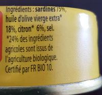 Sardines Au Citron Et  L'huile D'olive Bio Mouettes D'arvor - 1 / 6 Ingredients