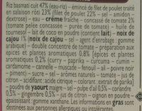 Poulet Tikka Massala & Riz Basmati Ingredients