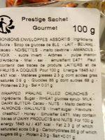SAchet Bonbons Prestige 100 Grammes Ingredients