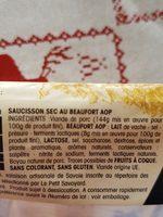 Saucisson Sec Au Beaufort Ingredients