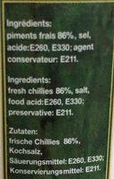 Pure Piment 720G Ingredients
