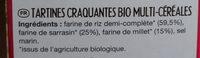 Tartines Bio Craquantes Multi-crales Sans Gluten Ingredients