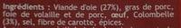 Terrine D'Oie  La Colombelle Ingredients