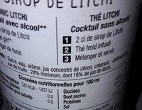 Sirop Litchi 25cl Ingredients