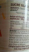 Sucre Glace Bio Ingredients