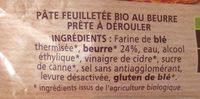 Pte Feuillete Bio Ingredients