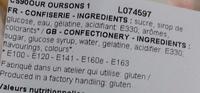 Oursons Ingredients
