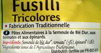 Fusilli Tricolores Ingredients