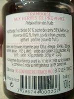 Framboise Aux Herbes De Provence Ingredients