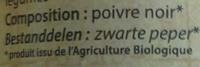 Poivre Noir Moulu Ingredients