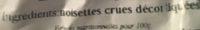 Noisettes Dcortiques Ingredients