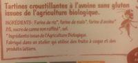 Tartines Kikroc Son Avoine Sans Gluten Ingredients