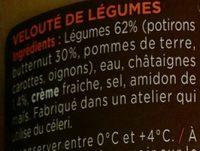 Le Velout Butternut Chtaignes Ingredients