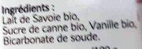 Lait Bio Savoie Ingredients