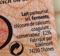 Fromage Fum Au Feu De Bois (28 % MG) Ingredients