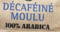 Dcafin Moulu 100% Arabica Ingredients
