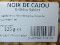Noix De Cajou Ingredients