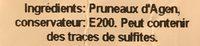 Pruneaux DAgen Ingredients