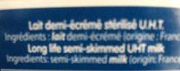 Lait Strilis U.H.T. Demi-crm Ingredients