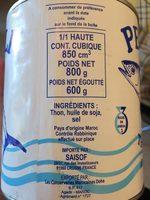 Thon Entier  L'huile De Soja Ingredients