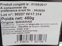 Queue De Langouste Blanche - Panulirus Argus Ingredients