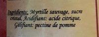 Confiture De Myrtille Sauvage Ingredients