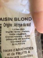Raisins Blonds Ingredients