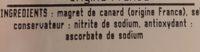 Magret De Canard Fume Au Bois De Hetre Ingredients