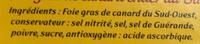 Foie Gras De Canard Entier Du Sud-Ouest Mi-cuit Ingredients