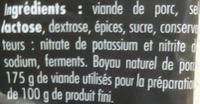 La Saucisse Sche Ingredients