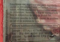 Saucisson Sec Tranches Fines (format Familial) Ingredients