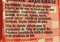 Saucisson Sec Classique VPF, Sel Rduit, COCHONOU Ingredients