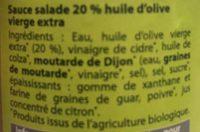 Sauce Salade  L'Huile D'Olive Bio Ingredients
