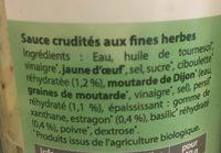 SAUCE CRUDITES FINES HERBES Ingredients