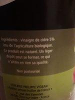 1L Vinaigre De Cidre Vigean Ingredients