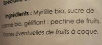Myrtille 65% De Fruit Ingredients