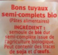 Pate Bons Tuyaux Semi-complets Ingredients