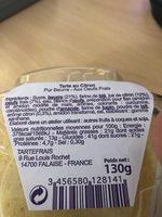 Tarte Au Citron - Portion Individuelle 130 G En Ba Ingredients