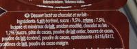 Dessert Chocolat & Lait Ingredients