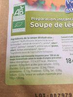 Soupe Instantanee Legumes 18G Allege En Sel Ingredients