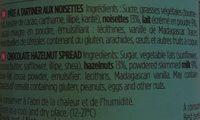 Pte  Tartiner Lait Noisettes Ingredients