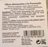 A La Provencale Olives Dnoyautes Ingredients