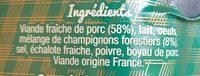 Boudins Blanc Forestier 3 Pieces 350G Ingredients