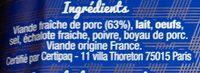 Boudin Blanc De Rethel Ingredients