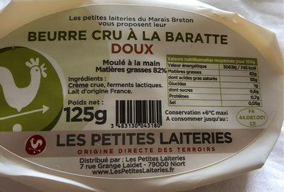 Beurre Cru  La Baratte Doux Moul  La Main 82% M.G.